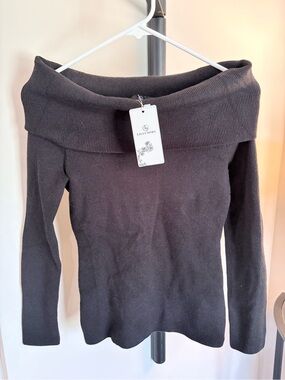 Lillusory Black  Off-the-Shoulder Knit Sweater
